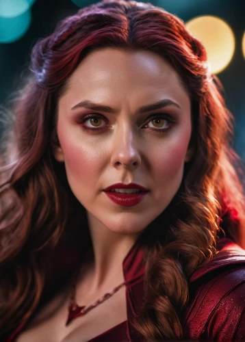 scarlet witch,wanda,head woman,fantasy woman,lokportrait,the enchantress,vampire woman,cg artwork,red super hero,monsoon banner,clove,huntress,fantasy portrait,red coat,red banner,goddess of justice,celtic queen,red cape,clary,digital compositing,Photography,General,Cinematic