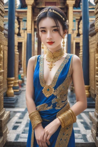 asian costume,thai temple,oriental girl,girl in a historic way,oriental princess,thai,vintage asian,asia,asian girl,thailad,ancient costume,asian culture,vietnamese woman,teal blue asia,ethnic dancer,southeast asia,asian woman,phuquy,candi rara jonggrang,sari,Photography,Realistic