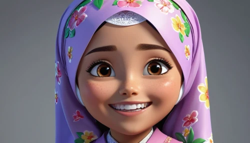 hijaber,hijab,jilbab,islamic girl,muslima,muslim woman,cute cartoon character,headscarf,rapunzel,disney character,babushka doll,arab,arabian,fatima,muslim,princess anna,miss circassian,agnes,allah,aladin,Unique,3D,3D Character