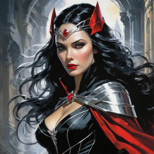 scarlet witch,fantasy woman,vampire woman,the enchantress,evil woman,heroic fantasy,goddess of justice,sorceress,vampire lady,huntress,queen of the night,femme fatale,devil,fantasy art,super heroine,vampira,fantasy portrait,lady of the night,wanda,power icon,Conceptual Art,Oil color,Oil Color 09