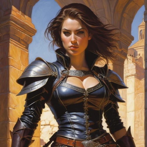 heroic fantasy,female warrior,swordswoman,fantasy portrait,joan of arc,paladin,fantasy woman,breastplate,artemisia,dark elf,fantasy art,cuirass,sterntaler,prejmer,sorceress,fantasy warrior,rosa ' amber cover,huntress,elaeis,fantasy picture,Illustration,Realistic Fantasy,Realistic Fantasy 03