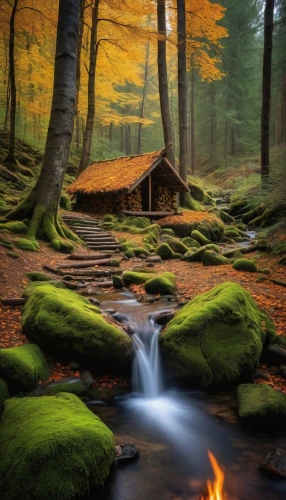 house in the forest,germany forest,the cabin in the mountains,fairytale forest,house in mountains,log home,summer cottage,house in the mountains,home landscape,mountain spring,autumn forest,forest floor,log cabin,forest landscape,autumn idyll,great smoky mountains,water mill,carpathians,bavarian forest,romania,Photography,General,Fantasy