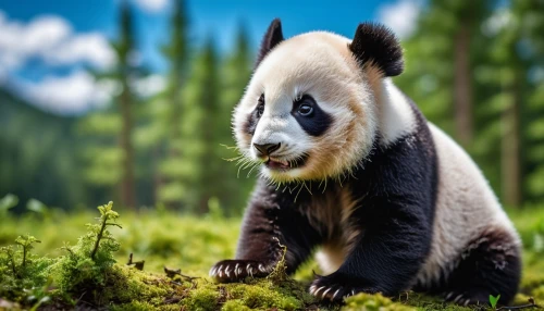 chinese panda,giant panda,panda cub,baby panda,little panda,lun,panda,panda bear,pandabear,french tian,kawaii panda,pandas,mustelid,striped skunk,cute animal,karelian bear dog,aaa,cub,anthropomorphized animals,spectacled bear,Photography,General,Realistic
