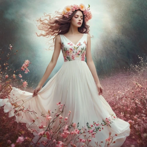 flower fairy,girl in flowers,beautiful girl with flowers,fairy queen,blooming wreath,faery,faerie,rosa 'the fairy,flower girl,girl in a wreath,flowers celestial,mystical portrait of a girl,gracefulness,wreath of flowers,rosa ' the fairy,jasmine blossom,photo manipulation,garden fairy,fairy,lilac blossom,Illustration,Realistic Fantasy,Realistic Fantasy 15