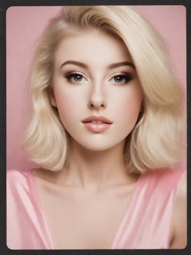 dahlia pink,barbie,pink beauty,pink magnolia,marylyn monroe - female,cosmetic brush,barbie doll,vintage makeup,realdoll,magnolia,natural cosmetic,pink background,peach color,portrait background,blonde woman,doll's facial features,cosmetic,peach rose,eglantine,dusky pink