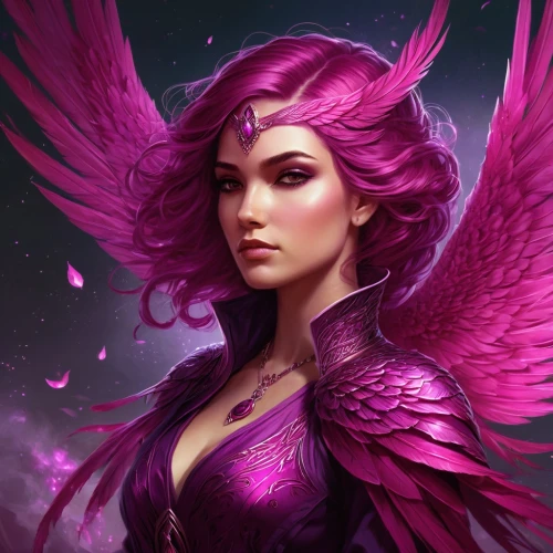 archangel,pink quill,wing purple,fantasy portrait,purple and pink,the archangel,business angel,fae,angel,pink robin,winged heart,dark angel,pink-purple,scarlet witch,fantasy woman,harpy,winged,evil fairy,la violetta,guardian angel,Conceptual Art,Fantasy,Fantasy 17