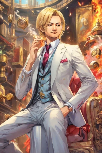 sanji,aristocrat,darjeeling,portrait background,gentlemanly,businessman,wedding suit,business angel,formal guy,butler,fullmetal alchemist edward elric,darjeeling tea,rainmaker,business man,gentleman icons,billionaire,cg artwork,the groom,robert harbeck,alibaba,Digital Art,Anime