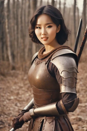 female warrior,swordswoman,mulan,warrior woman,korean history,beautiful girls with katana,asian woman,korean culture,songpyeon,joan of arc,breastplate,asian costume,oriental princess,korean,strong woman,fantasy warrior,korean drama,girl in a historic way,vintage asian,arang,Photography,Analog