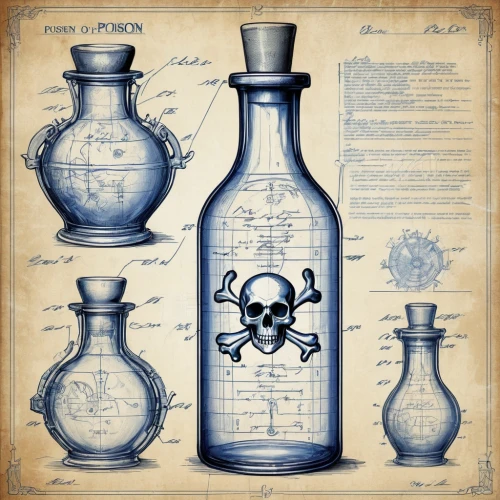 poison bottle,laboratory flask,potions,apothecary,vials,chemical container,message in a bottle,reagents,skull and crossbones,perfume bottles,poisonous,hazardous substance sign,gas bottles,medicine icon,digiscrap,flask,chemical substance,glass signs of the zodiac,flagon,biohazard symbol,Unique,Design,Blueprint