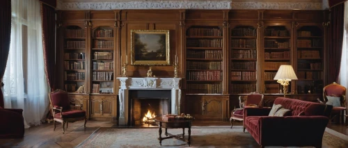 reading room,bookshelves,sitting room,wade rooms,royal interior,old library,danish room,athenaeum,great room,interiors,fireplace,book wall,interior decor,bookcase,study room,ornate room,livingroom,fireplaces,home interior,the interior of the,Photography,General,Realistic