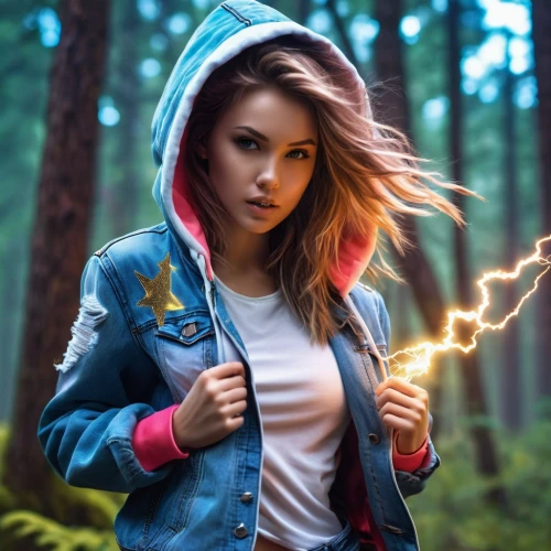 lightning bolt,electricity,electrified,electric,lightning,windbreaker,visual effect lighting,burning hair,mystical portrait of a girl,lighter,light trail,fire artist,photoshop manipulation,spark fire,lightning strike,drawing with light,fiery,glowing antlers,light spray,light painting,Photography,General,Realistic