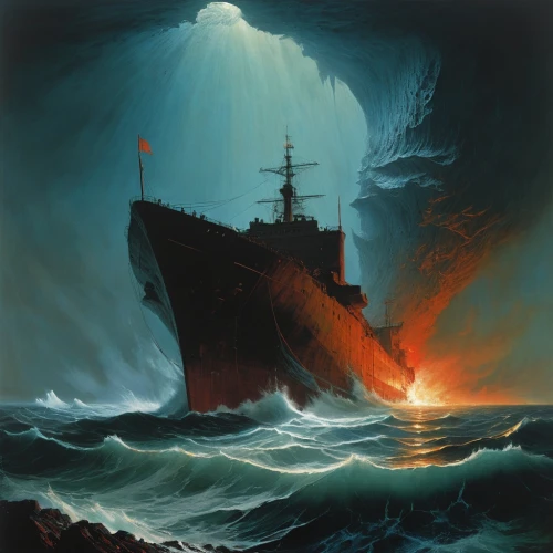 the wreck of the ship,aurora australis,shipwreck,arnold maersk,shipping industry,convoy rescue ship,ghost ship,inflation of sail,troopship,caravel,ship wreck,rescue and salvage ship,digging ship,oil tanker,ship releases,arthur maersk,royal mail ship,tanker ship,seafarer,drillship,Conceptual Art,Oil color,Oil Color 01
