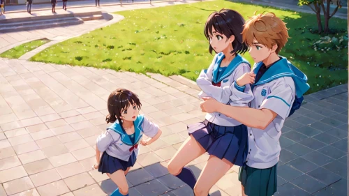 euphonium,darjeeling,anime 3d,holding hands,haruhi suzumiya sos brigade,hiyayakko,hands holding,anime cartoon,girl and boy outdoor,two girls,studio ghibli,walk,bus stop,tsumugi kotobuki k-on,hold hands,hand in hand,aomoriya,anime japanese clothing,walk in a park,sidewalk,Anime,Anime,General