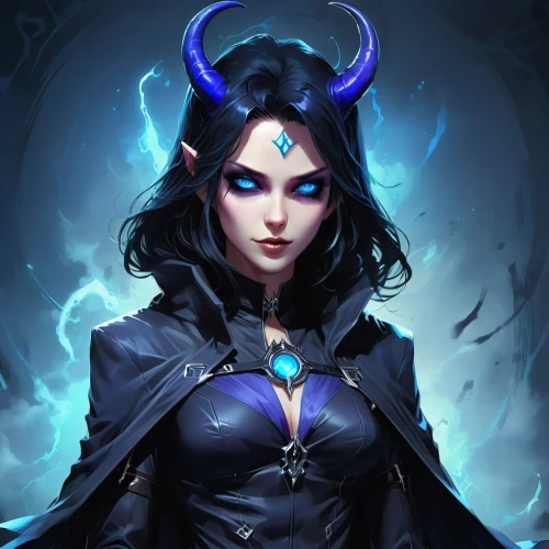 blue enchantress,dark elf,sorceress,fantasy portrait,priestess,evil woman,the enchantress,dodge warlock,fantasy art,zodiac sign libra,jaya,fantasy woman,evil fairy,summoner,violet head elf,mara,magic grimoire,huntress,queen of the night,devil