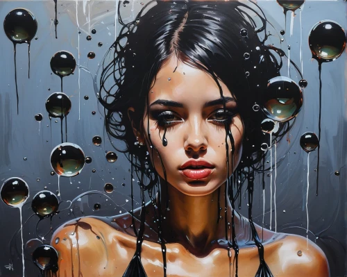 oil painting on canvas,drips,graffiti art,dripping,streetart,girl washes the car,shower of sparks,rain water,rain shower,raindrops,drenched,street art,wet girl,oil painting,oil on canvas,waterdrops,glass painting,water dripping,street artist,rain drops,Conceptual Art,Fantasy,Fantasy 15