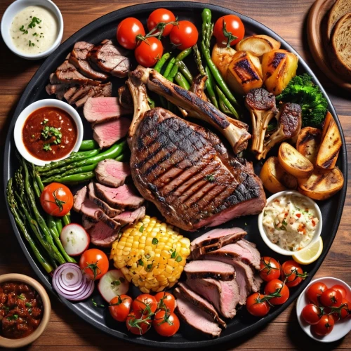 mixed grill,dinner tray,food platter,platter,sheet pan,filipino barbecue,food table,leittafel,grilled food,barbeque,food presentation,bbq,food collage,keto,à la carte food,prime rib,steak,the dining board,rack of lamb,food photography,Photography,General,Realistic