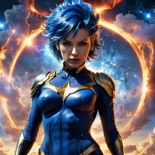 captain marvel,xmen,x-men,nova,symetra,mystique,cg artwork,x men,superhero background,skyflower,sci fiction illustration,blue enchantress,sapphire,phoenix,avenger,electro,fire background,goddess of justice,solar,andromeda