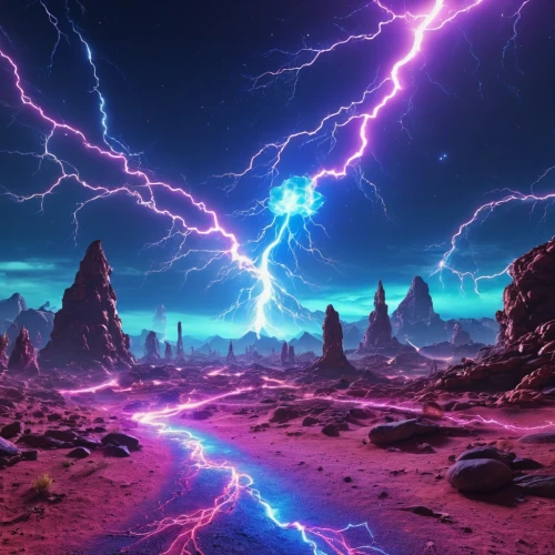 alien world,lightning storm,wall,alien planet,thunderstorm,fantasy landscape,lightning strike,futuristic landscape,valley of the moon,monsoon banner,lightning bolt,nature's wrath,aaa,force of nature,lightning,badlands,space art,purple landscape,fantasy picture,electric,Photography,General,Realistic
