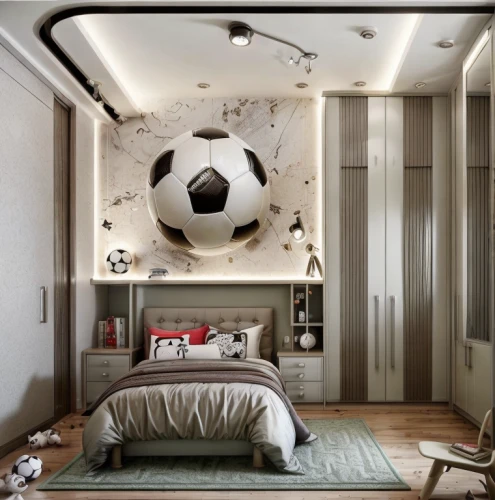 sleeping room,modern room,interior decoration,ceiling fixture,ceiling-fan,ceiling lamp,children's bedroom,kids room,boy's room picture,great room,loft,stucco ceiling,ceiling light,room divider,wall & ball sports,pallone,interior design,search interior solutions,soccer ball,modern decor