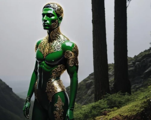green skin,patrol,dryad,aaa,mother earth statue,bodypaint,the enchantress,green,cleanup,bodypainting,alien warrior,green aurora,anahata,green congo,emerald lizard,body painting,elven,mother earth,avatar,green power