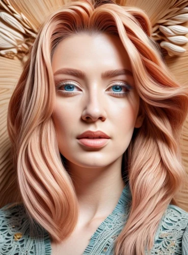 artificial hair integrations,realdoll,natural color,feathered hair,peach color,hair coloring,gold-pink earthy colors,barbie,natural cosmetic,barbie doll,rose gold,burning hair,fluttering hair,lace wig,fairy peacock,caramel color,salmon color,peach rose,doll's facial features,women's cosmetics