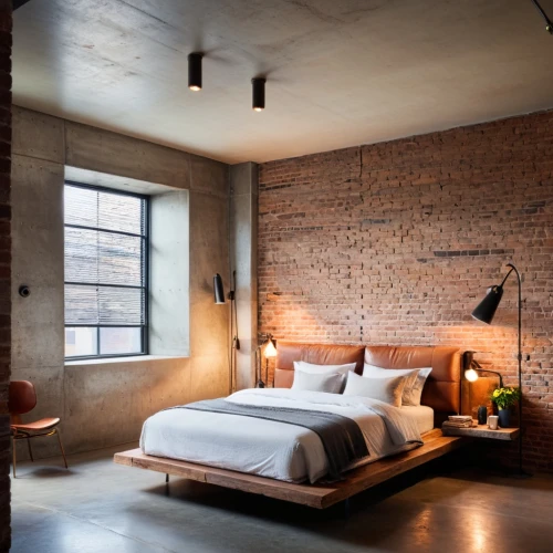 loft,concrete ceiling,airbnb icon,sand-lime brick,guestroom,bedroom,boutique hotel,sleeping room,guest room,exposed concrete,great room,brick house,wooden wall,modern room,modern decor,wade rooms,wall plaster,wooden beams,wall lamp,contemporary decor,Photography,General,Cinematic