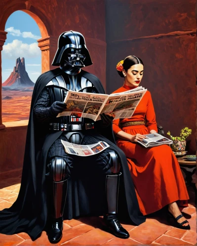 imperial,overtone empire,cg artwork,sci fiction illustration,starwars,star wars,storytelling,imperial coat,fantasy picture,imperial period regarding,darth vader,readers,read a book,romance novel,princess leia,meticulous painting,lecture,vader,empire,orientalism,Conceptual Art,Oil color,Oil Color 17