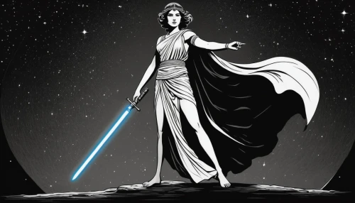 star mother,cg artwork,jedi,princess leia,lightsaber,goddess of justice,lady justice,luke skywalker,darth talon,star wars,queen of the night,force,starwars,imperial coat,vader,imperial,justitia,rots,the main star,lady of the night,Illustration,Black and White,Black and White 10