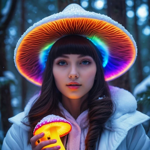 girl wearing hat,mushroom hat,white fur hat,asian conical hat,amanita,the hat-female,beret,colorful light,hat,witch's hat icon,woman's hat,winter hat,sun hat,colored lights,eskimo,anti-cancer mushroom,the hat of the woman,women's hat,womans hat,russula,Photography,General,Realistic