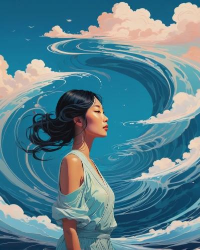 the wind from the sea,wind wave,ocean,japanese waves,ocean waves,sea breeze,tidal wave,japanese wave,ocean blue,wind,mermaid background,sea,wind machine,adrift,little girl in wind,winds,blue hawaii,rogue wave,ocean background,world digital painting,Illustration,Vector,Vector 05