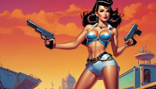 pin-up girl,retro pin up girl,girl with a gun,pin up girl,girl with gun,pin ups,retro pin up girls,pin-up girls,pin up,pin-up,pin up girls,retro women,pinup girl,retro woman,valentine day's pin up,retro girl,woman holding gun,valentine pin up,wonder woman city,fallout4,Illustration,Retro,Retro 18