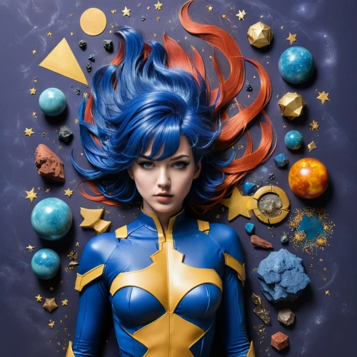 xmen,x-men,cosplay image,x men,mystique,sapphire,vegeta,dragonball,blue enchantress,bodypaint,blue asterisk,cosplayer,blue chrysanthemum,goddess of justice,cosplay,dark blue and gold,transistor,marvelous,nova,kotobukiya,Unique,Design,Knolling