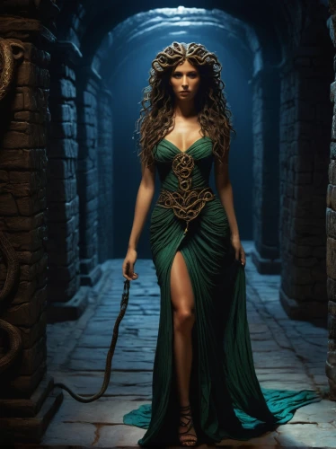 celtic woman,celtic queen,the enchantress,sorceress,fantasy woman,merida,goddess of justice,heroic fantasy,warrior woman,tiana,fantasy picture,background ivy,female warrior,fantasy art,digital compositing,biblical narrative characters,queen of the night,greek mythology,mythological,priestess,Illustration,Realistic Fantasy,Realistic Fantasy 33