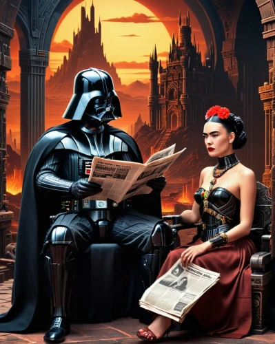 imperial,vader,darth vader,imperial crown,imperial coat,cg artwork,fantasy picture,overtone empire,empire,imperial period regarding,romance novel,starwars,gothic portrait,star wars,daisy jazz isobel ridley,digital compositing,orientalism,newspaper reading,fantasy art,romantic meeting,Conceptual Art,Sci-Fi,Sci-Fi 09