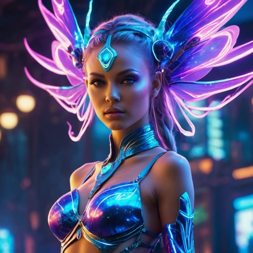 symetra,valerian,nova,violet head elf,cyberpunk,avatar,cynara,electro,cg artwork,monsoon banner,show off aurora,blue enchantress,nebula guardian,mara,cyborg,ixia,alien warrior,fantasy woman,nami,cancer icon,Photography,General,Realistic