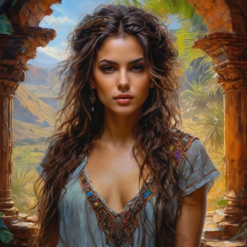 fantasy portrait,fantasy art,romantic portrait,fantasy picture,mystical portrait of a girl,world digital painting,fantasy woman,persian,young woman,polynesian girl,portrait background,arabian,indian woman,romantic look,artemisia,woman portrait,girl portrait,the enchantress,argan,emile vernon,Photography,General,Fantasy