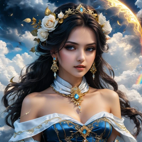 fantasy art,fantasy portrait,fantasy picture,fantasy woman,blue moon rose,mystical portrait of a girl,fairy queen,zodiac sign libra,faery,faerie,baroque angel,fantasy girl,queen of the night,romantic portrait,sky rose,sorceress,fairy tale character,priestess,moonflower,blue enchantress,Photography,General,Fantasy