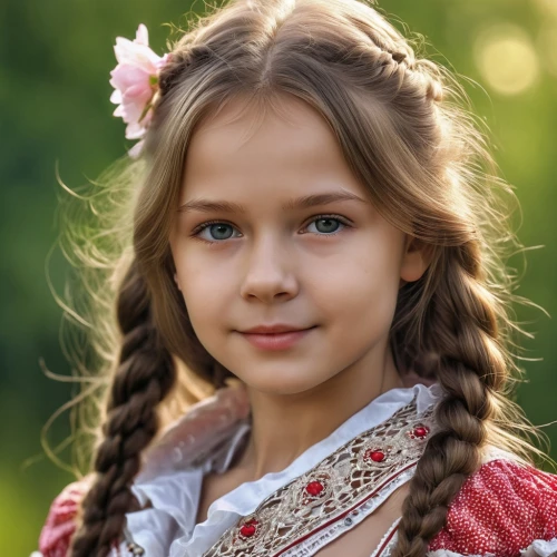 ukrainian,child portrait,little girl in pink dress,russian folk style,girl portrait,little girl,child girl,little girl in wind,eurasian,relaxed young girl,portrait of a girl,mystical portrait of a girl,little princess,the little girl,princess sofia,little girl dresses,beautiful girl with flowers,a girl's smile,folk costume,country dress,Photography,General,Realistic