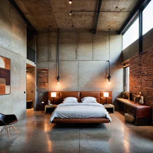 loft,concrete ceiling,exposed concrete,contemporary decor,corten steel,modern decor,boutique hotel,modern room,sleeping room,great room,interior modern design,interior design,hotel w barcelona,penthouse apartment,brick house,wall lamp,modern style,wade rooms,interiors,wall plaster,Photography,General,Cinematic