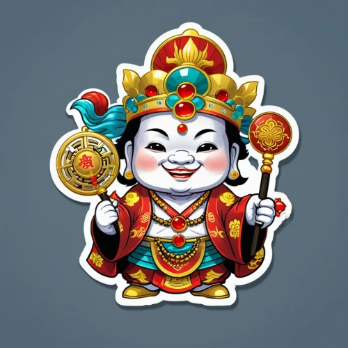 chinese icons,barongsai,happy chinese new year,china cny,peking opera,china cracker,auspicious symbol,bodhisattva,clipart sticker,daruma,buddha figure,taiwanese opera,nước chấm,vajrasattva,bianzhong,hwachae,auspicious,gilnyangyi,shuanghuan noble,symbol of good luck,Unique,Design,Sticker