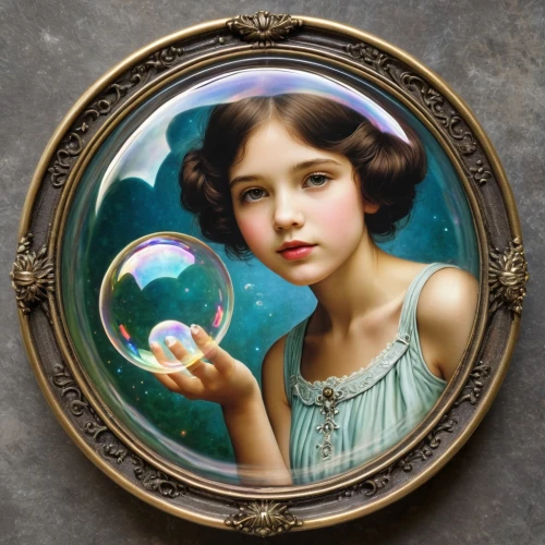 emile vernon,crystal ball-photography,crystal ball,art nouveau frame,soap bubble,girl with speech bubble,art deco frame,art nouveau frames,fantasy portrait,soap bubbles,glass painting,glass sphere,circle shape frame,mystical portrait of a girl,bubble,girl with cereal bowl,think bubble,make soap bubbles,water nymph,vintage girl,Photography,Documentary Photography,Documentary Photography 29