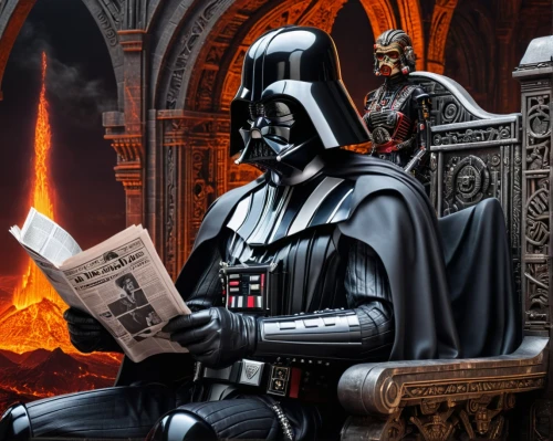 darth vader,vader,imperial,darth wader,newspaper reading,people reading newspaper,relaxing reading,dark side,coloring book for adults,reading the newspaper,read a book,starwars,lecture,imperial coat,star wars,burnt pages,newspaper fire,reader,ereader,reading material,Conceptual Art,Sci-Fi,Sci-Fi 09