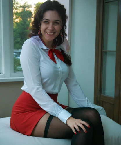 school skirt,secretary,school uniform,nurse uniform,schoolgirl,candela,waitress,red hot polka,red skirt,adelita,stewardess,white and red,retro girl,red-hot polka,social,female nurse,retro woman,flight attendant,pin-up,pin-up model