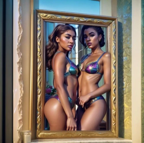 mirror reflection,in the mirror,black models,mirror image,mirror,outside mirror,beautiful african american women,mirrors,mirrored,reflection,double,mannequins,models,mirror frame,reflections,black women,doll looking in mirror,genes,floral frame,bodypaint