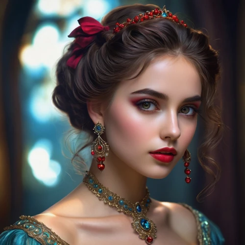 romantic portrait,fantasy portrait,victorian lady,romantic look,fantasy art,mystical portrait of a girl,world digital painting,enchanting,fairy tale character,diadem,girl portrait,jeweled,princess' earring,cinderella,woman portrait,gift of jewelry,comely,queen of hearts,digital painting,filigree,Photography,Documentary Photography,Documentary Photography 37