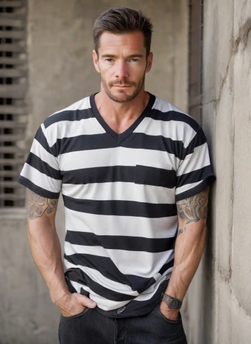 horizontal stripes,lincoln blackwood,long-sleeved t-shirt,male model,austin stirling,paddy,thomas heather wick,popeye,berger picard,men's wear,crossbones,premium shirt,jack rose,kickboxer,toolroom,striped background,james bond,film actor,rope daddy,men clothes,Photography,Realistic