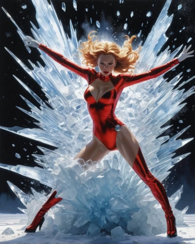scarlet witch,ice queen,red,red super hero,ice princess,the snow queen,snow angel,glory of the snow,fire angel,super heroine,icemaker,iceman,asuka langley soryu,red matrix,goddess of justice,figure skater,ice,fantasy woman,infinite snow,the ice,Conceptual Art,Fantasy,Fantasy 20