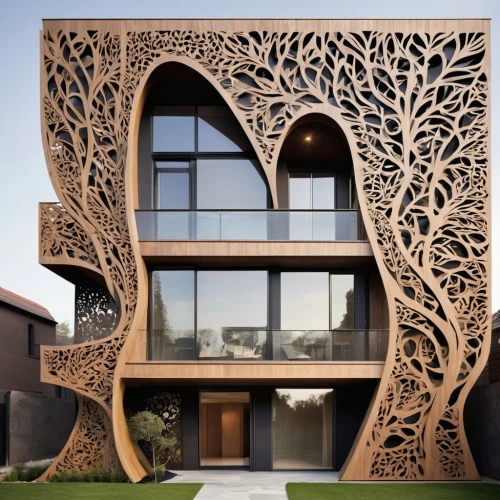 cubic house,wooden facade,tree house,wood structure,frame house,flourishing tree,timber house,patterned wood decoration,iranian architecture,wooden house,cube house,wood art,wooden construction,dunes house,wood carving,modern architecture,corten steel,ornamental wood,eco-construction,natural wood,Photography,Fashion Photography,Fashion Photography 03