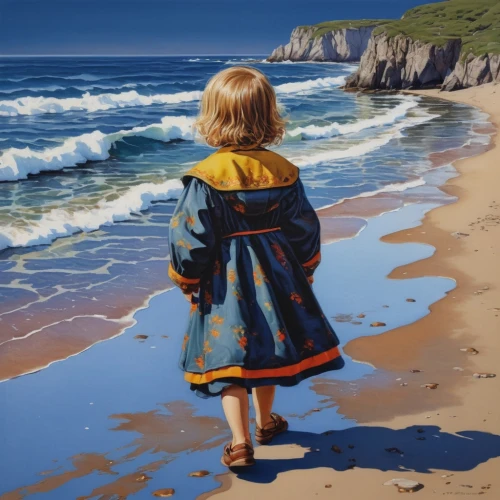 little girl in wind,beach landscape,oil painting,art painting,girl on the dune,painting technique,world digital painting,sea beach-marigold,oil painting on canvas,sea-shore,carol colman,breton,photo painting,coastal landscape,sea landscape,children's background,beach scenery,mountain beach,girl walking away,by the sea,Conceptual Art,Daily,Daily 14