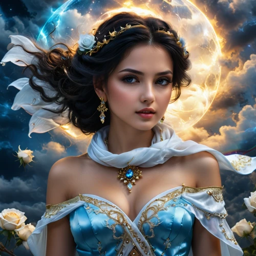 blue moon rose,fantasy picture,fantasy portrait,fantasy art,fantasy woman,mystical portrait of a girl,white rose snow queen,blue enchantress,fairy queen,fairy tale character,rosa 'the fairy,zodiac sign libra,celtic woman,blue rose,sorceress,queen of the night,cinderella,enchanting,the enchantress,fantasy girl,Photography,General,Fantasy